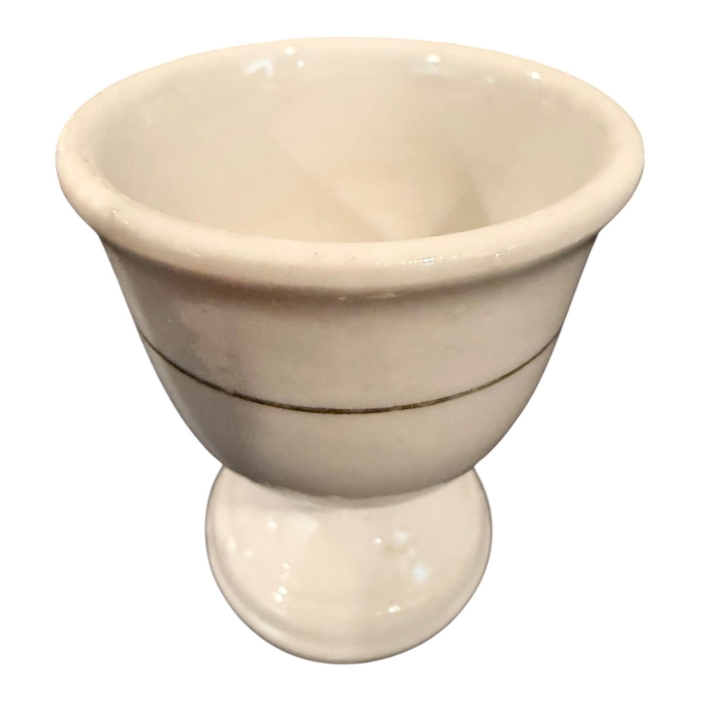 Set of 4 Vintage Footed Ceramic Egg Cups – Gold Rim Breakfast Tableware