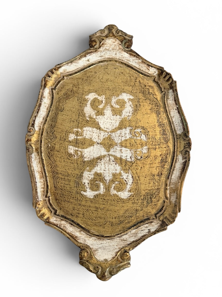 Florentine Gilded Vintage Wood Serving Tray – Hollywood Regency Style