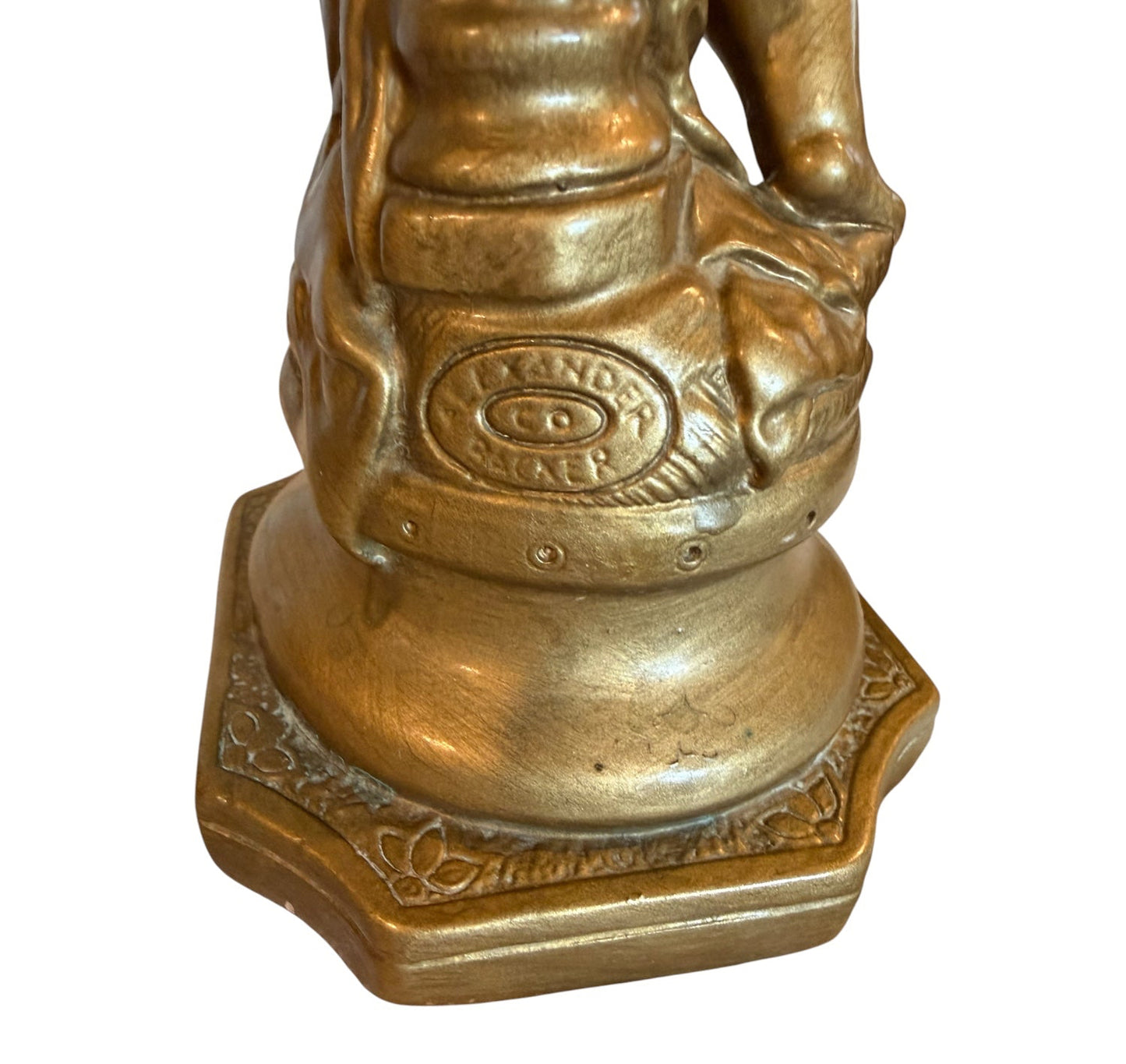 1950s–60s Alexander Backer ABCO Gold Chalkware Cherub Compote – 11.5”