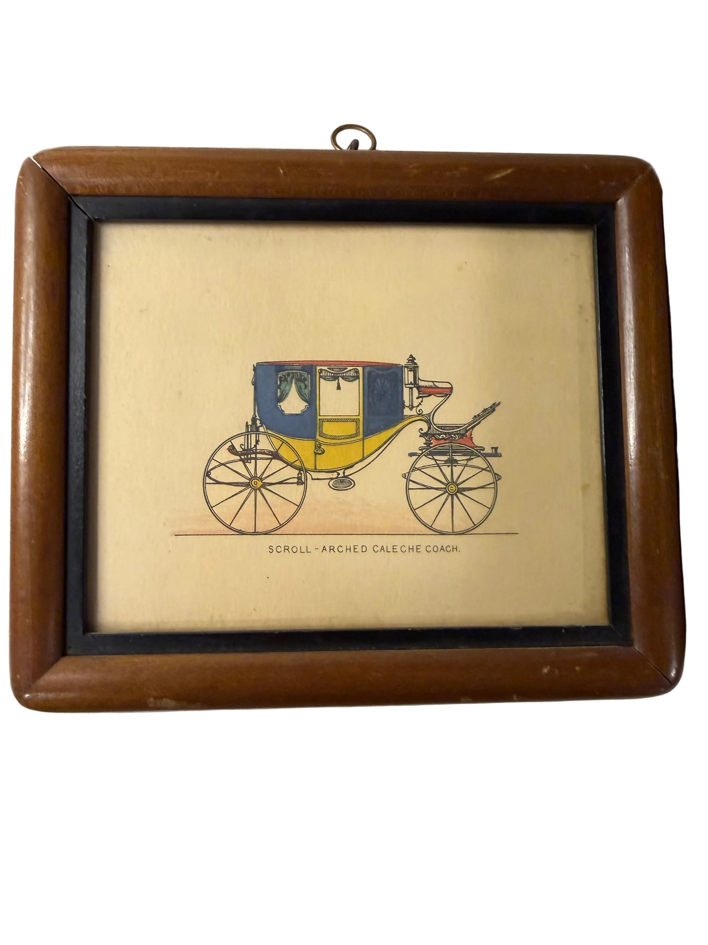 Pair of Vintage Horse-Drawn Carriage Prints – “Scroll-Arched Caleche Coach” & “Light Rockaway” – Mid-Century Autoprints