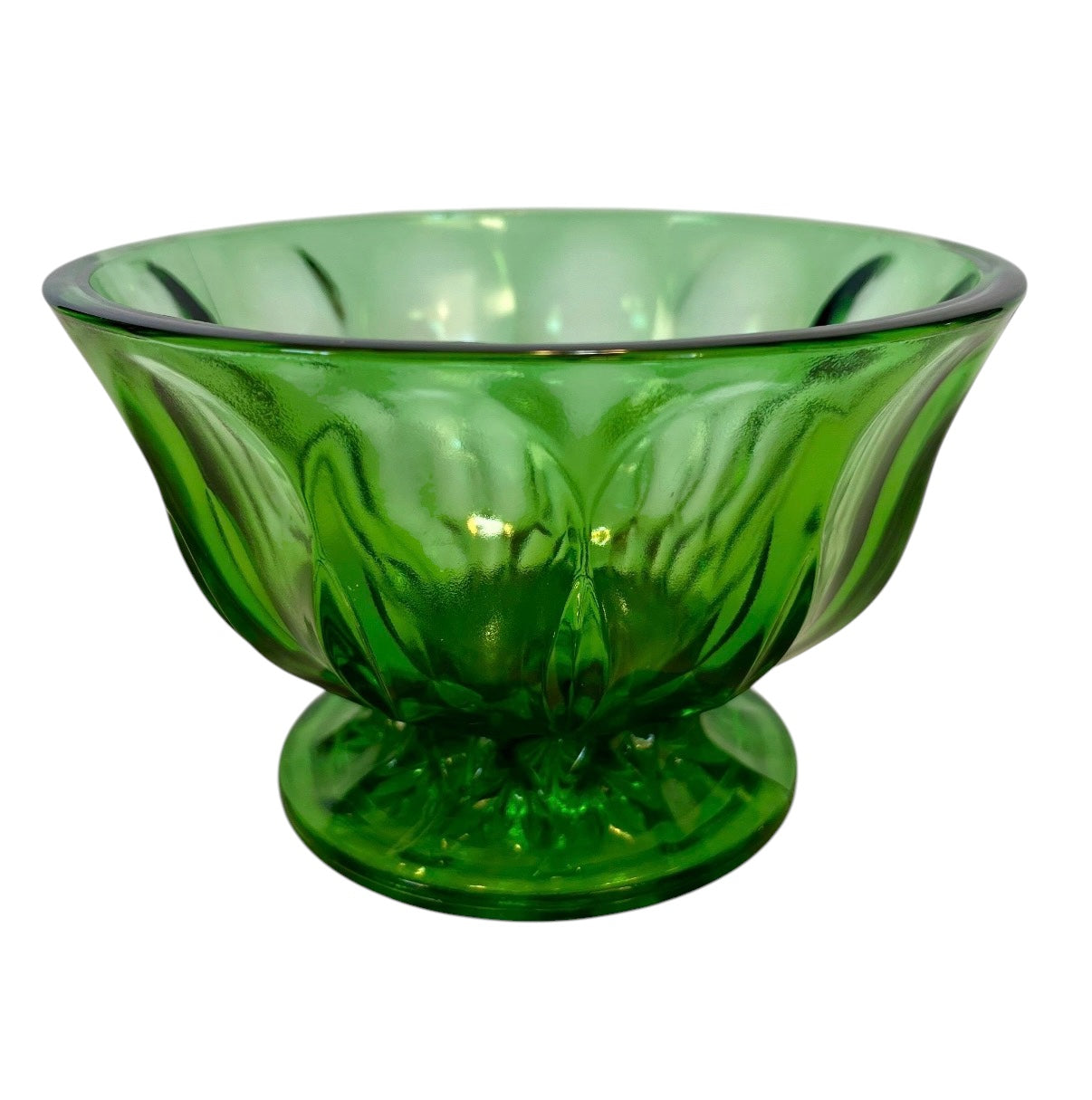Anchor Hocking Fairfield Vintage Pedestal Candy Dish | Avocado Green MCM Glass Compote