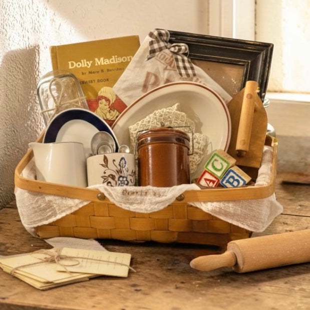 Vintage Curated Farmhouse Gathering Basket | Americana Kitchen & Cottage Collection