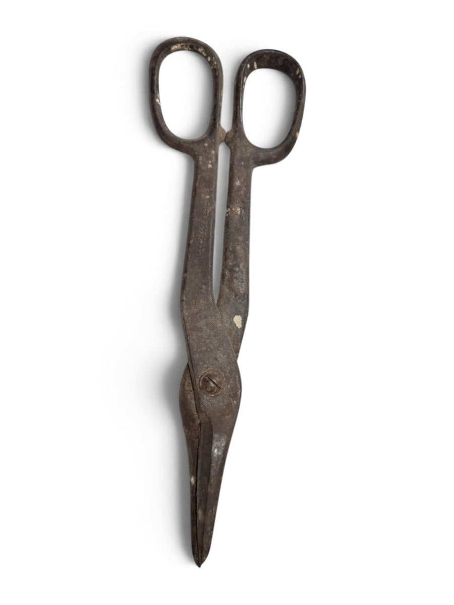 Large Drop-Forged Steel Tin Vintage Snips | Primitive Farmhouse Metal Shears