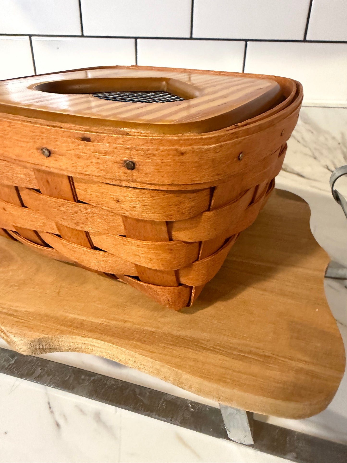 Vintage 1991 Longaberger Heart Basket with Wood Lid & Plastic Insert