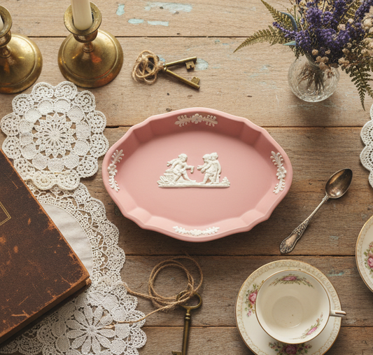 Wedgwood Pink Jasperware Oval Trinket Dish – Dancing Cherubs