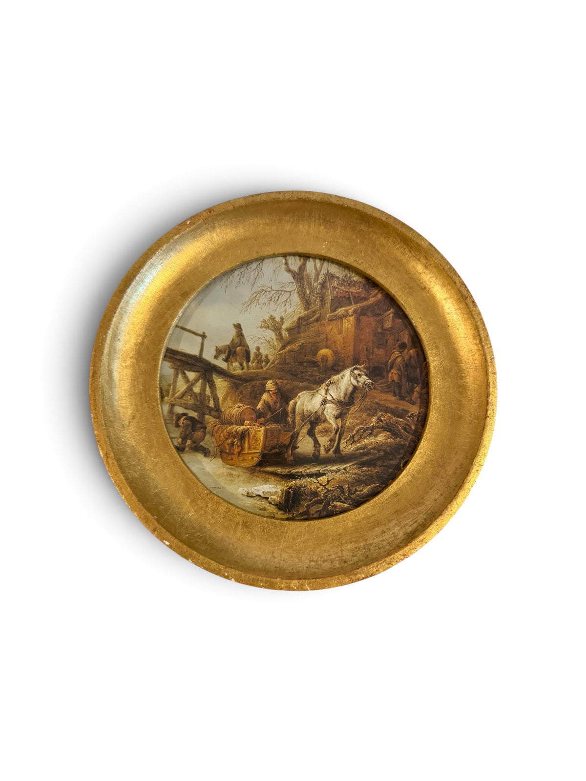 Gold Round Framed Dutch Landscape Art – Set of 2 | Flea & Frame Creations - 7”