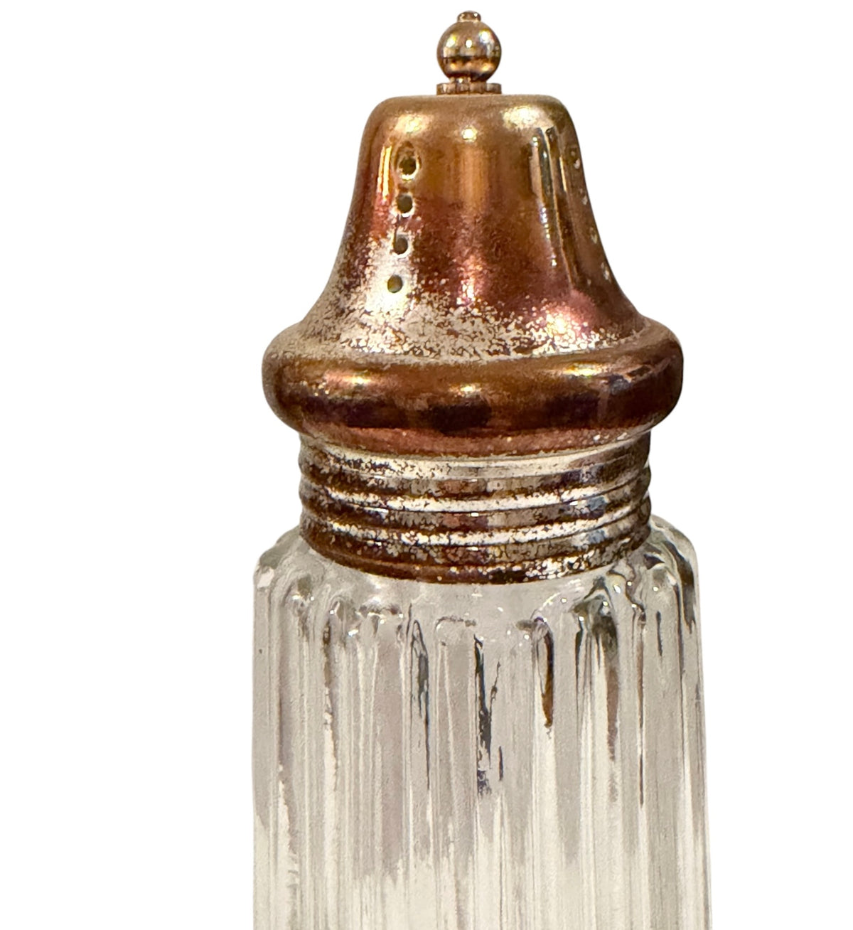 Leonard Crystal Vintage Salt & Pepper Shakers | Silver Plate & Pressed Crystal | Japan