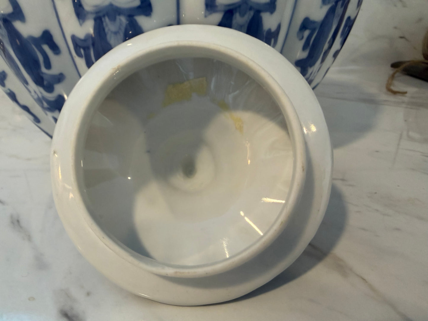 Vintage Chinese Blue & White Pumpkin-Shaped Ginger Jar | Chinoiserie Porcelain