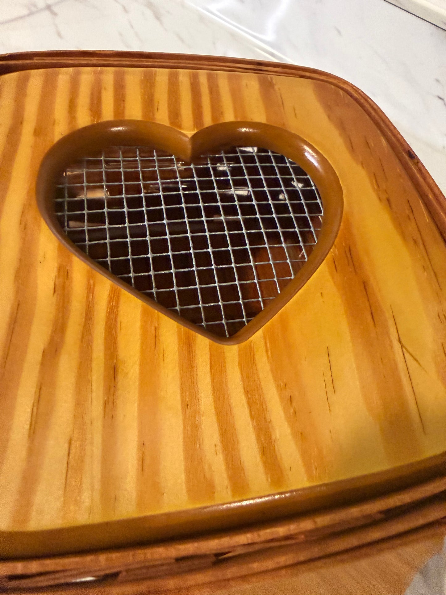 Vintage 1991 Longaberger Heart Basket with Wood Lid & Plastic Insert