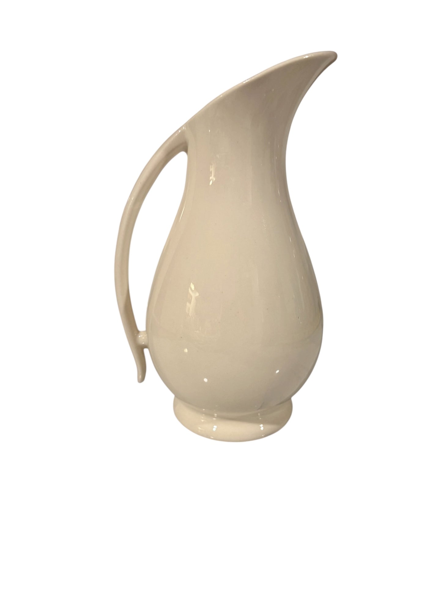 Off-White Ironstone “Semi-Porcelain” Style Pitcher | Mid-Century | Ivory Farmhouse Decor