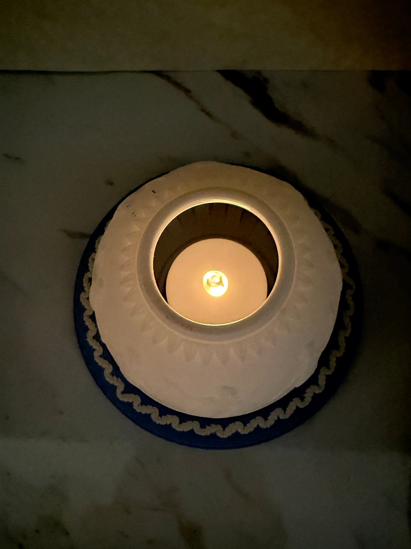 Vintage Wedgwood Blue Jasperware “Dancing Hours” Lithophane Fairy Lamp