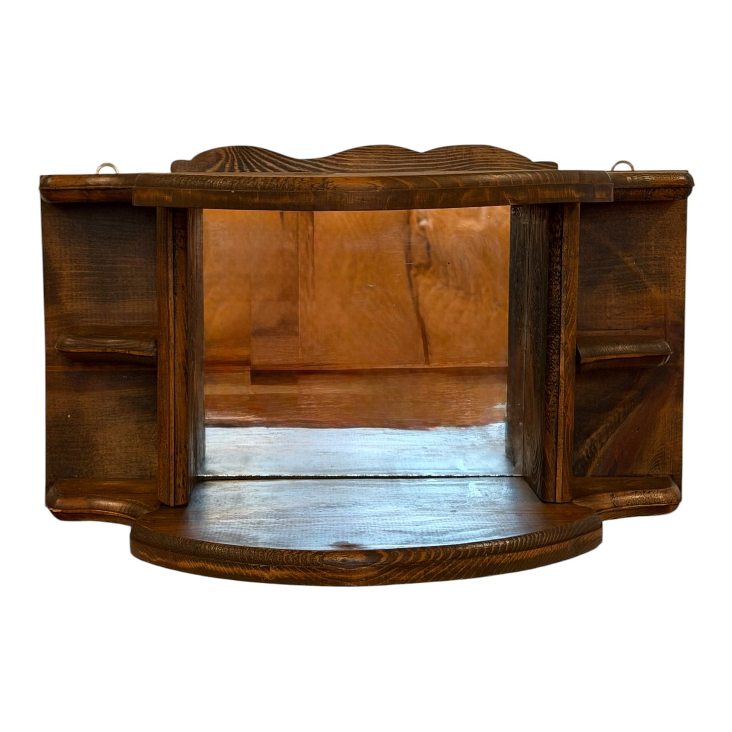 Vintage Mid-Century Mirrored Shadow Box Curio Shelf | Wood Wall Display