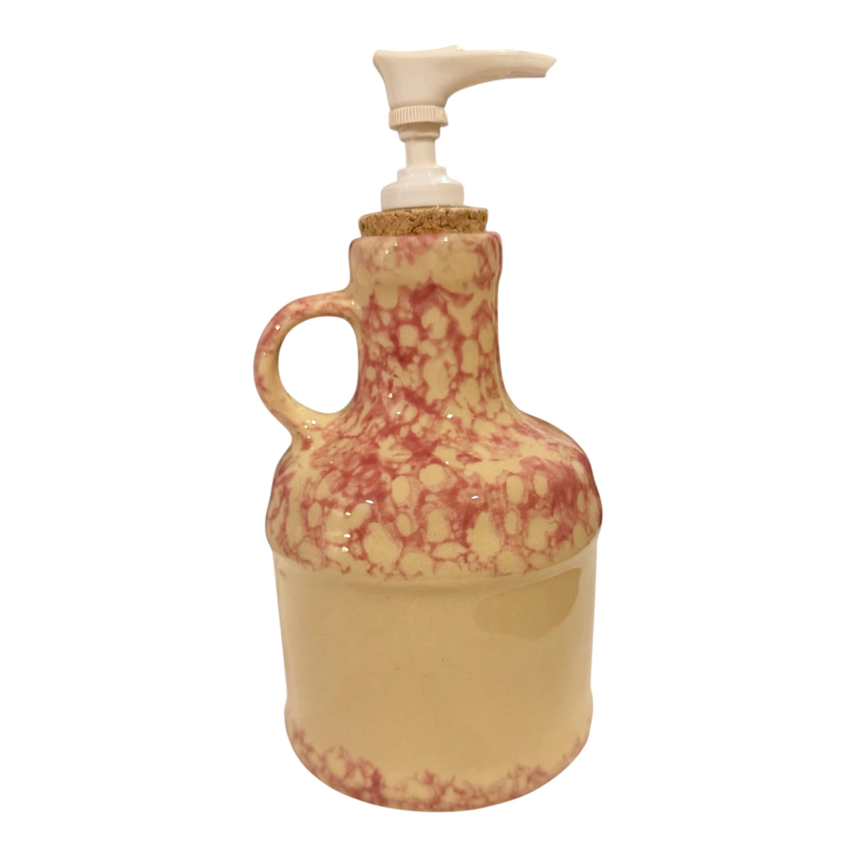 Alpine Pottery 1997 Cranberry Spongeware Jug Soap Dispenser – Roseville, Ohio