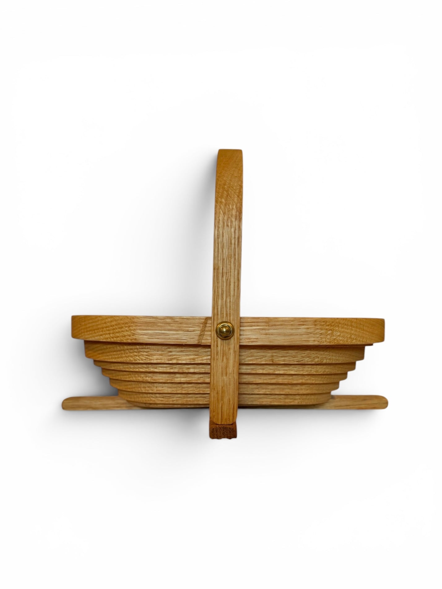 Collapsible Vintage Wooden Basket by C. Saw Crafts | Folding Wooden Fruit Basket & Trivet