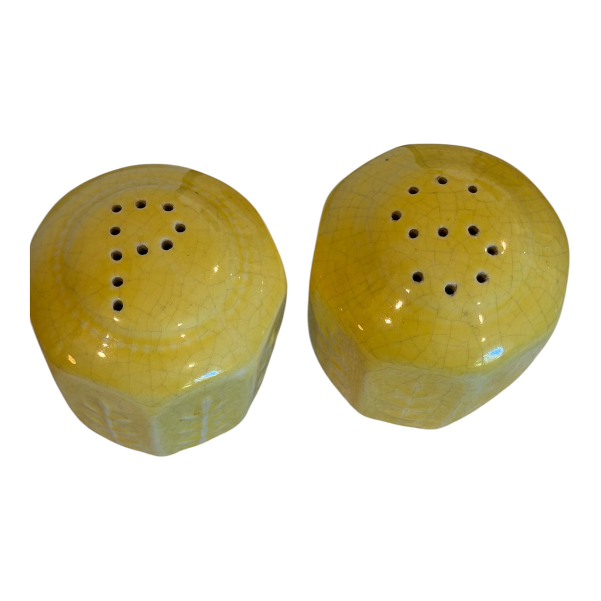 Shawnee Pottery Flower & Fern Yellow Salt & Pepper Shakers – 1940s