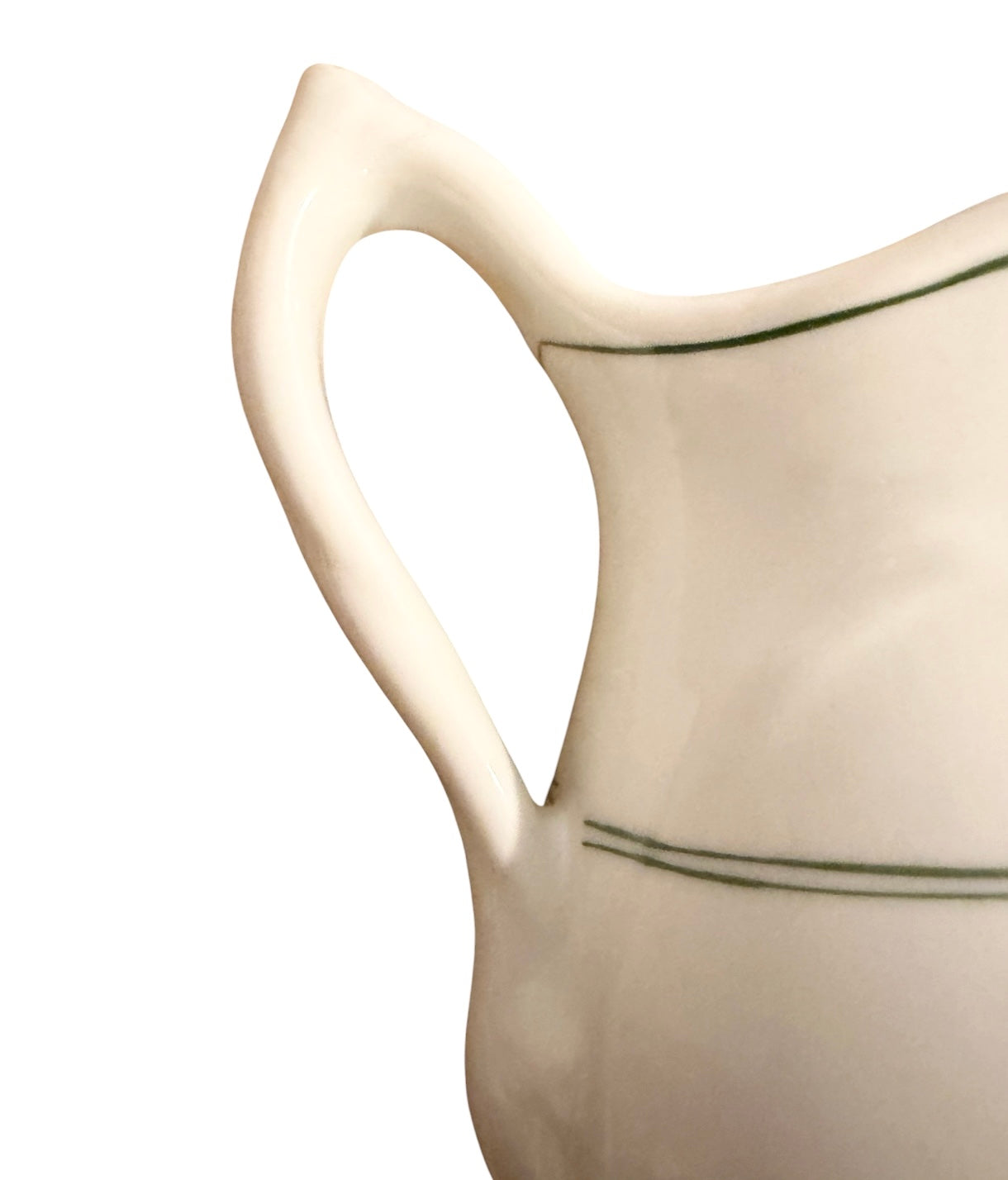 30’s - 40’s Mayer China Ivory Restaurant Ware Cream Pitcher | Green Stripe Hotel Ware | Vitrified China