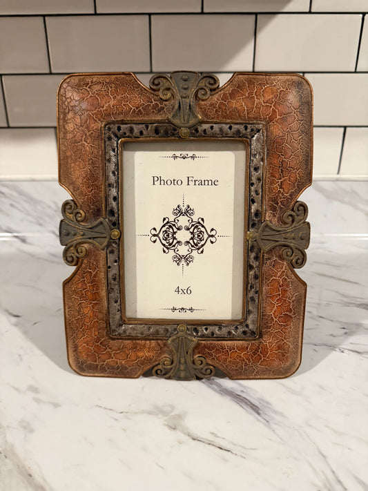 Vintage-Style Ornate Picture Frame | Bronze-Copper Finish | 4x6 Photo Holder