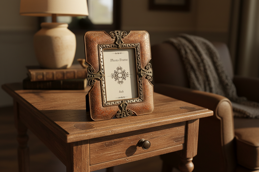 Vintage-Style Ornate Picture Frame | Bronze-Copper Finish | 4x6 Photo Holder
