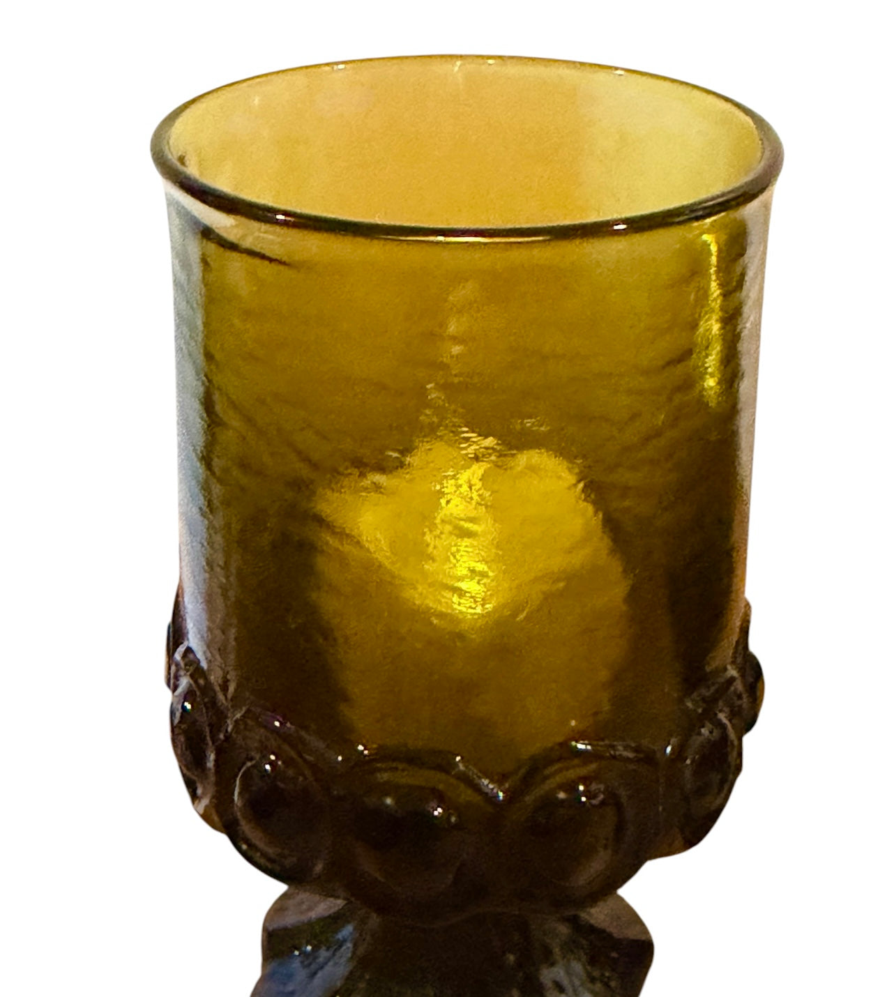 Vintage Tiffin Franciscan Madeira Olive Green Footed Glasses Set of 2 | Includes Tealights | Mid Century