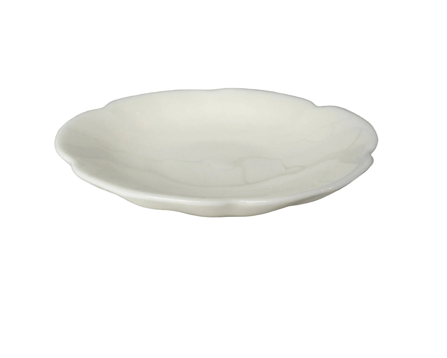 Scalloped Edge Porcelain Butter Pat – 3 1/4” Solid White