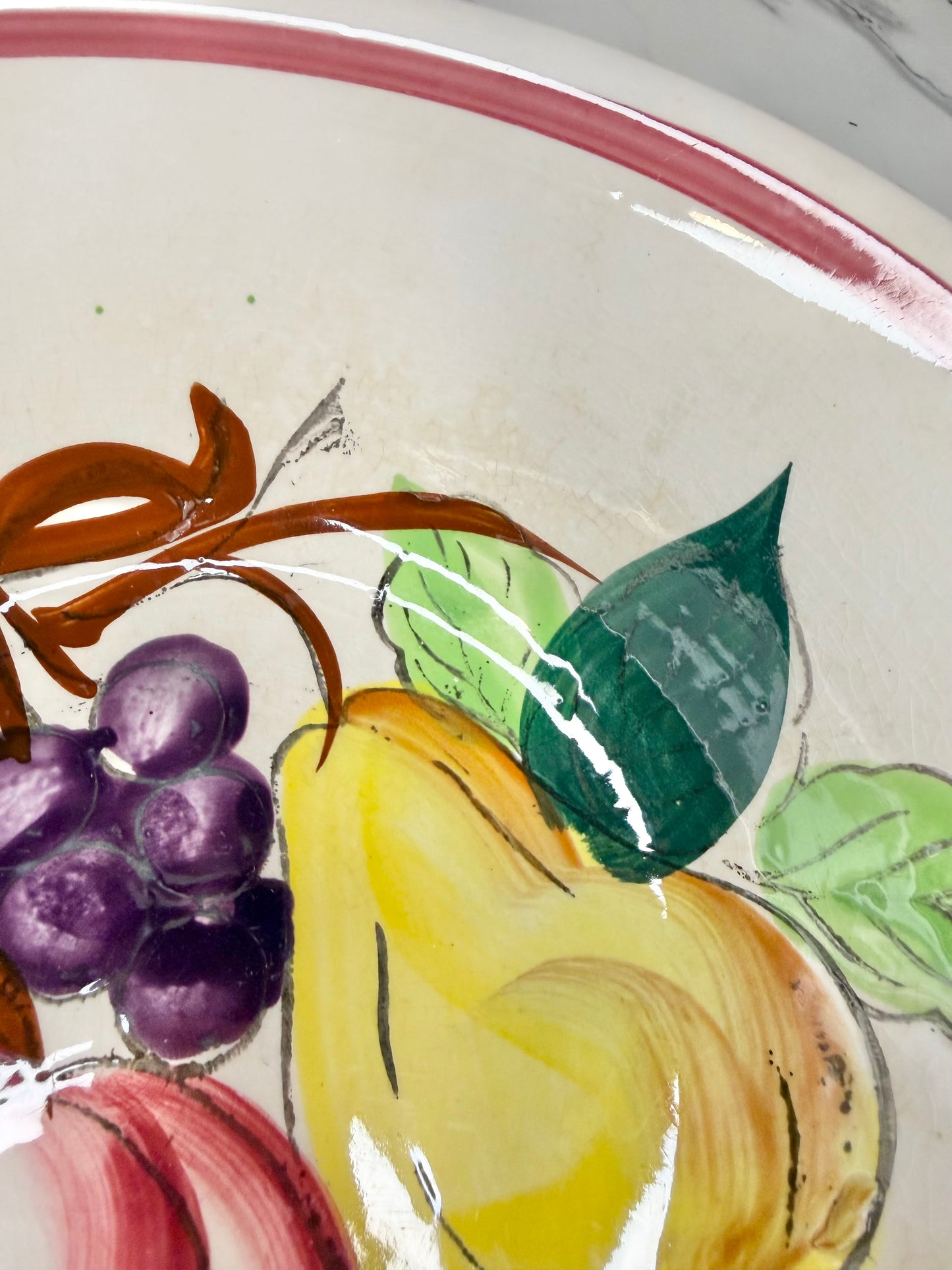 Trimont Ware Vintage Hand-Painted Fruit Motif Serving Bowl