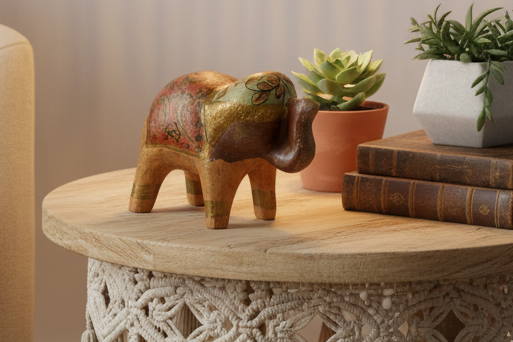 Vintage Hand-Painted Ceramic Elephant Figurine