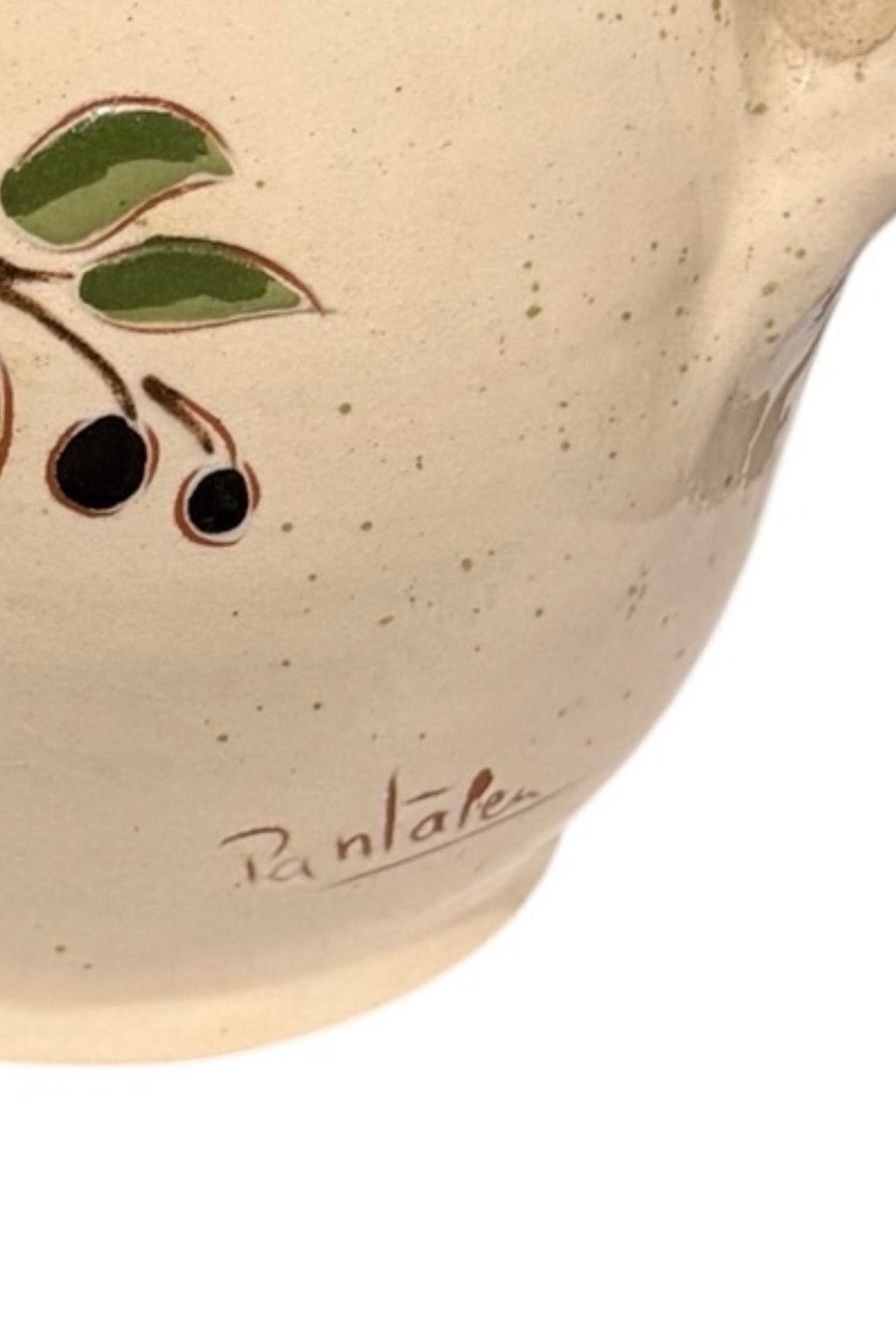 Ceràmiques Pantaleu Hand-Painted Fruit Pitcher Earthenware Clay– Spanish Pottery, French Country Decor