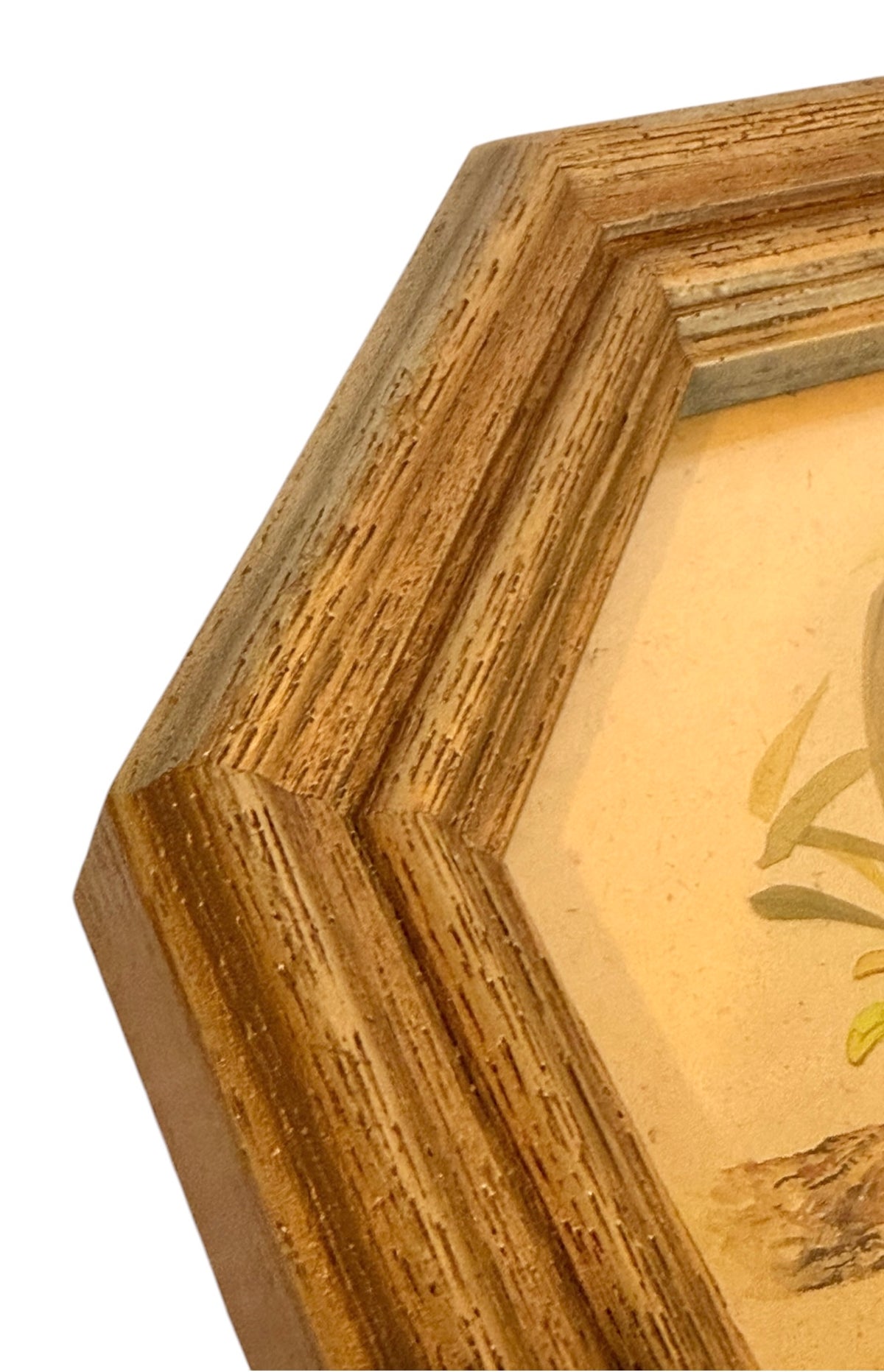 HOMCO Chickadee Wall Art | Octagonal Faux Wood Frame | 1980s Home Interiors Bird Print