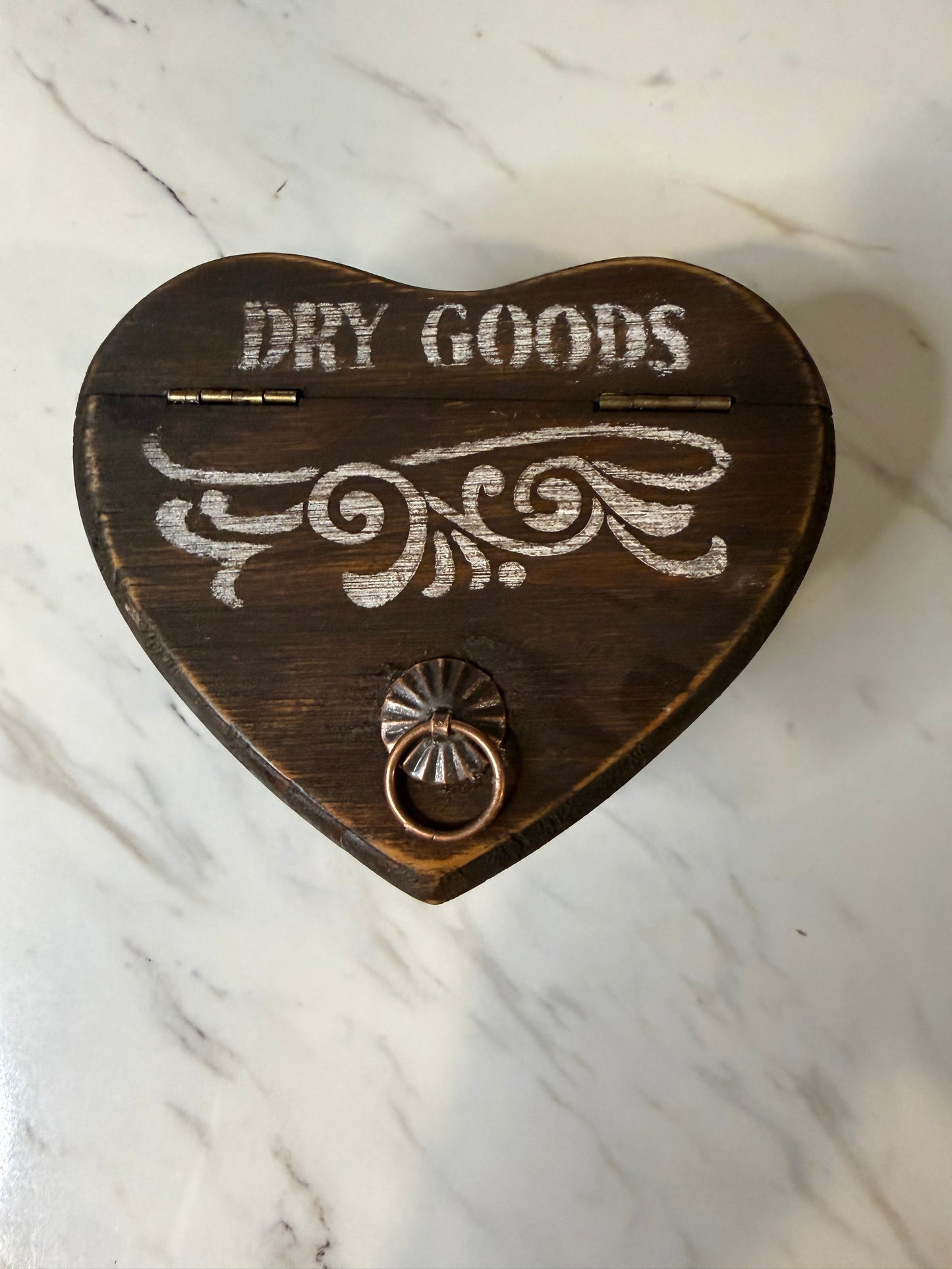 Rustic Wooden Heart-Shaped Box | “Dry Goods” Decorative Storage