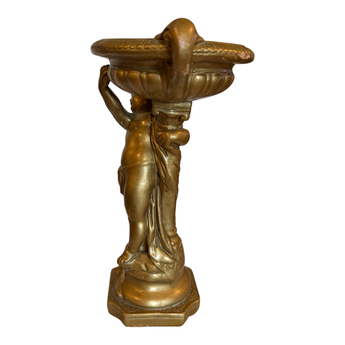 1950s–60s Alexander Backer ABCO Gold Chalkware Cherub Compote – 11.5”