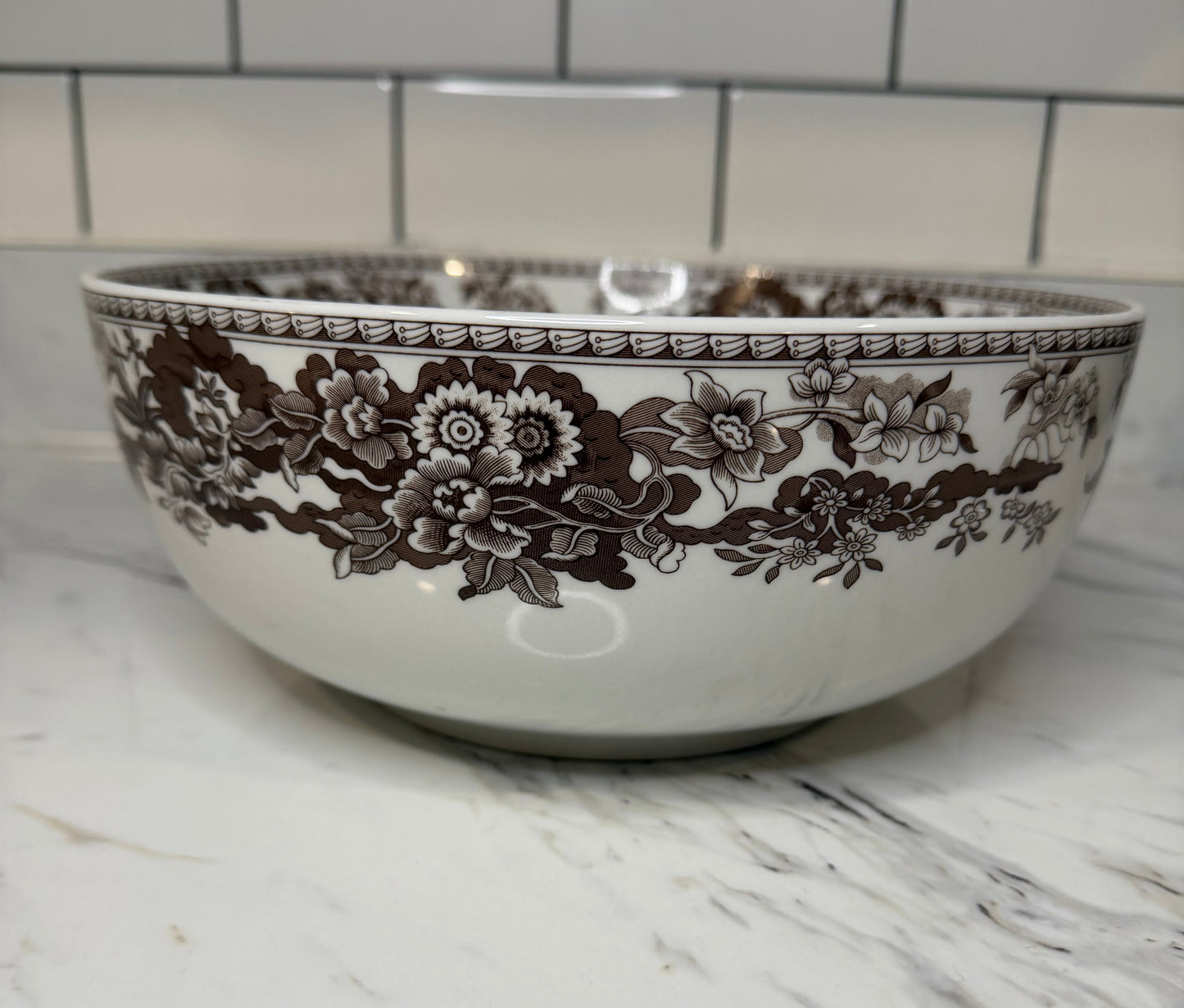 Spode “Celebration Turkey” Large Serving Bowl – Brown & White – Thanksgiving Collectible