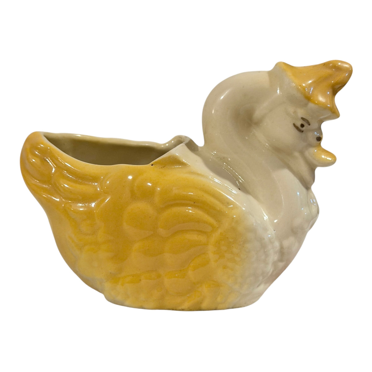 Mid-Century Anthropomorphic Duck Planter with Flower Blossom Hat