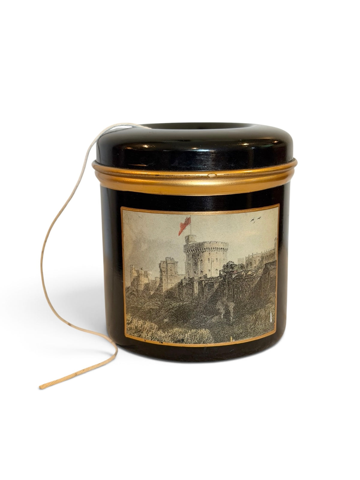 Lady Clare Windsor Castle String Dispenser – Vintage English Lacquered Tin Twine Holder - 1960s–1970s