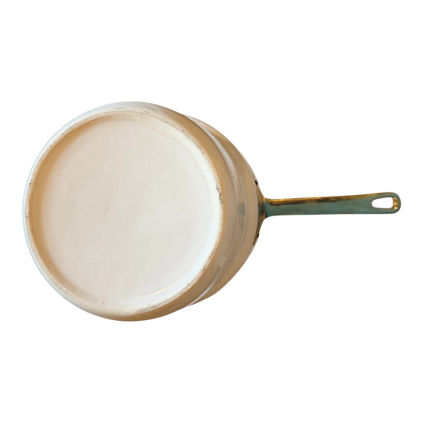 Ceramic Vintage Double Boiler Insert with Copper Band & Brass Handle