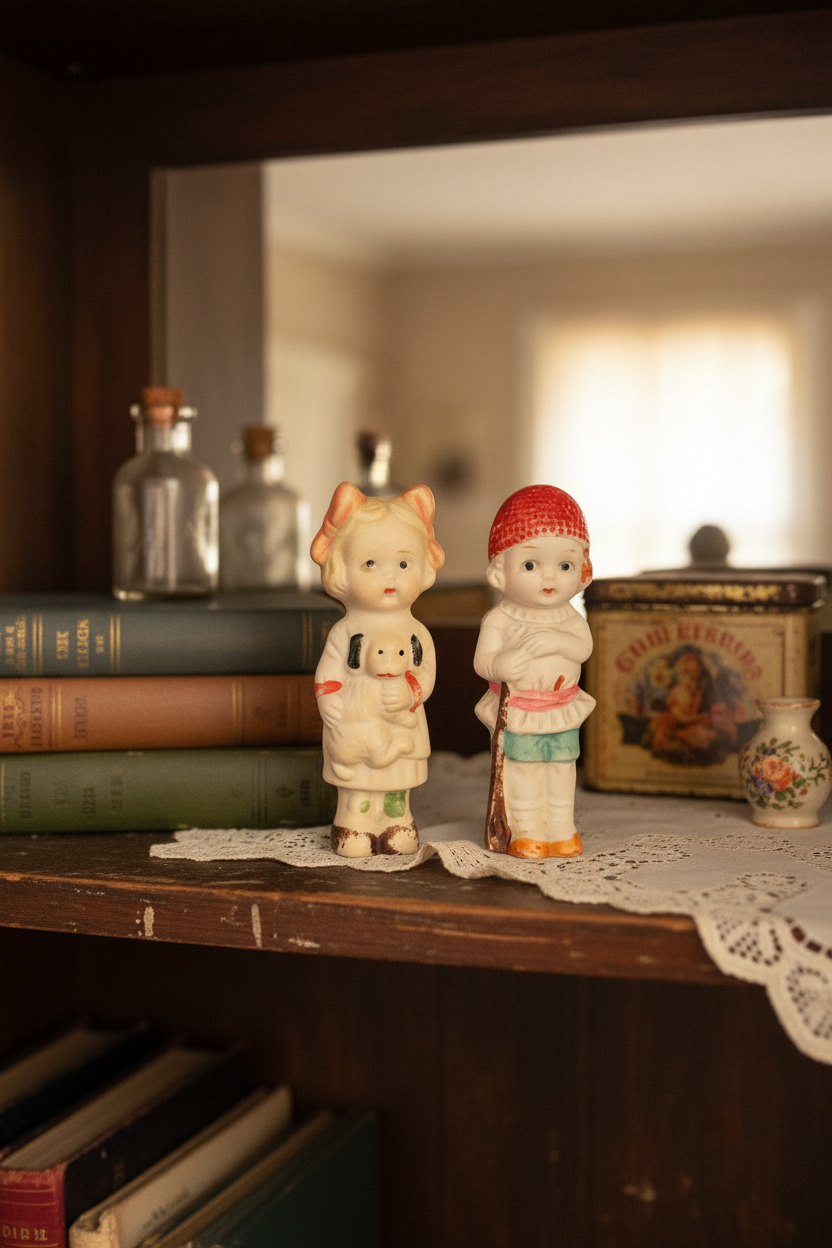 Vintage Miniature Bisque Penny Dolls | Pair | Japan | c. 1930s–1940s