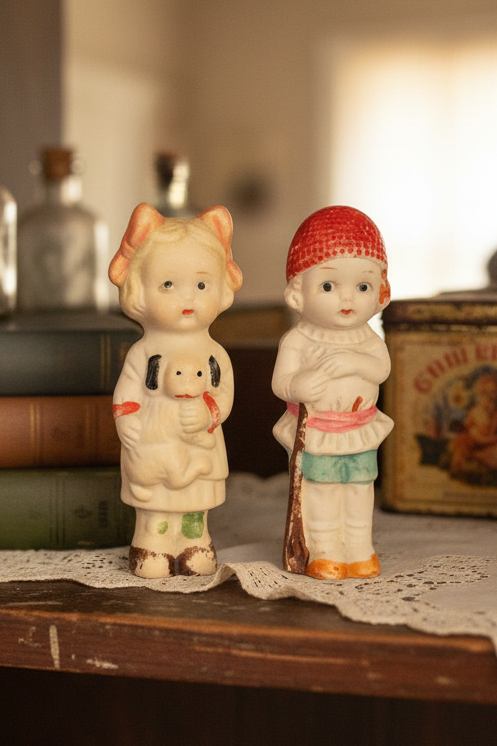 Vintage Miniature Bisque Penny Dolls | Pair | Japan | c. 1930s–1940s