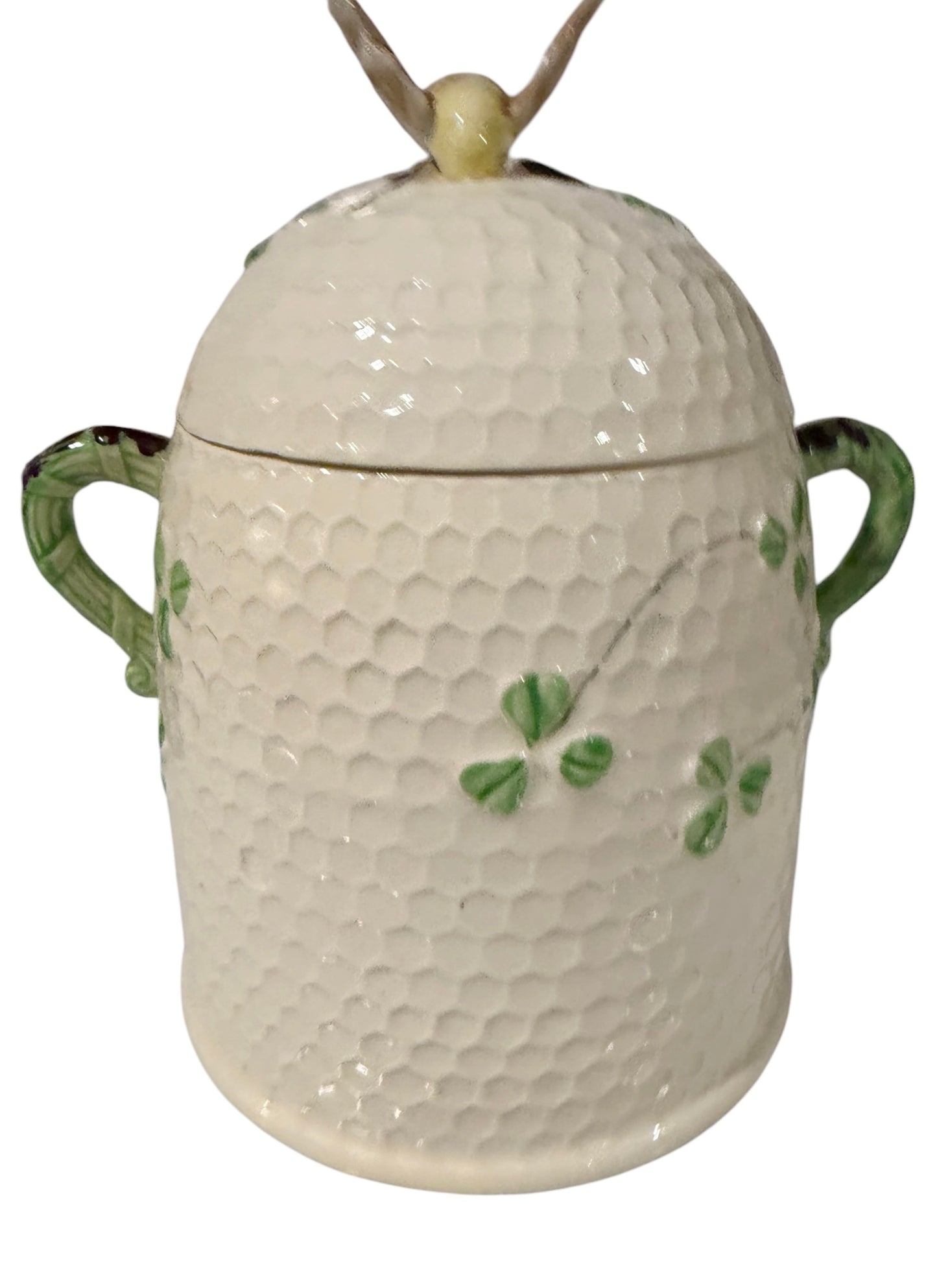 Beautiful Vintage "Bee & Clover" Honeycomb Kitchen Canister / Biscuit Jar
