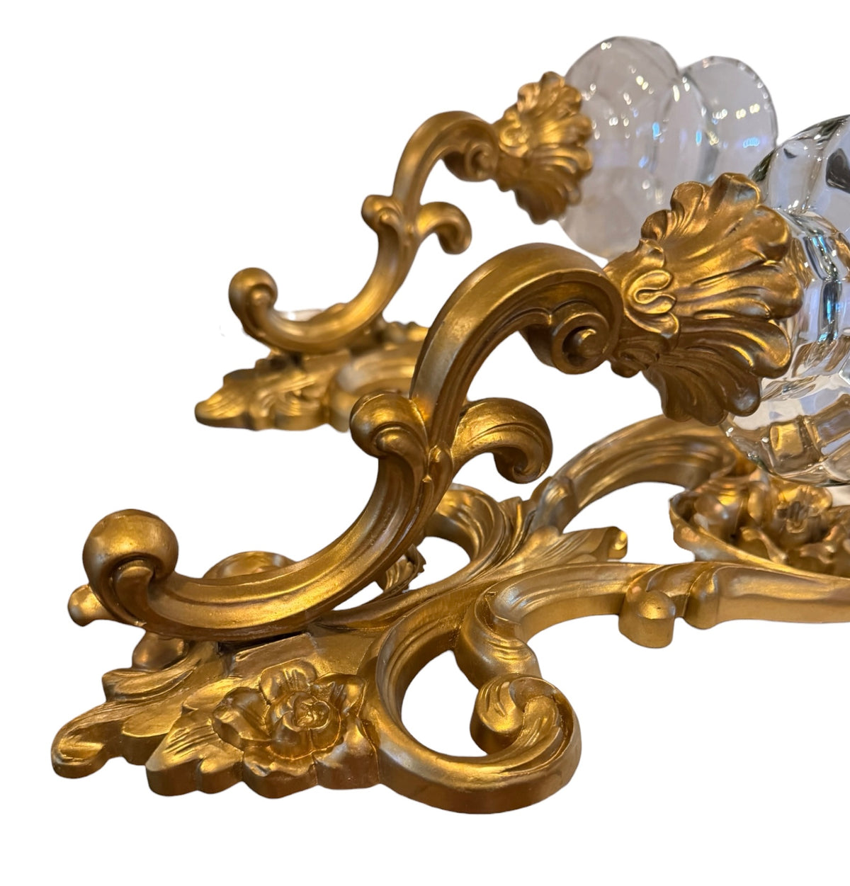 HOMCO 4118 Gold Hollywood Regency Wall Sconces – Pair with Glass Votive Cups – 16”