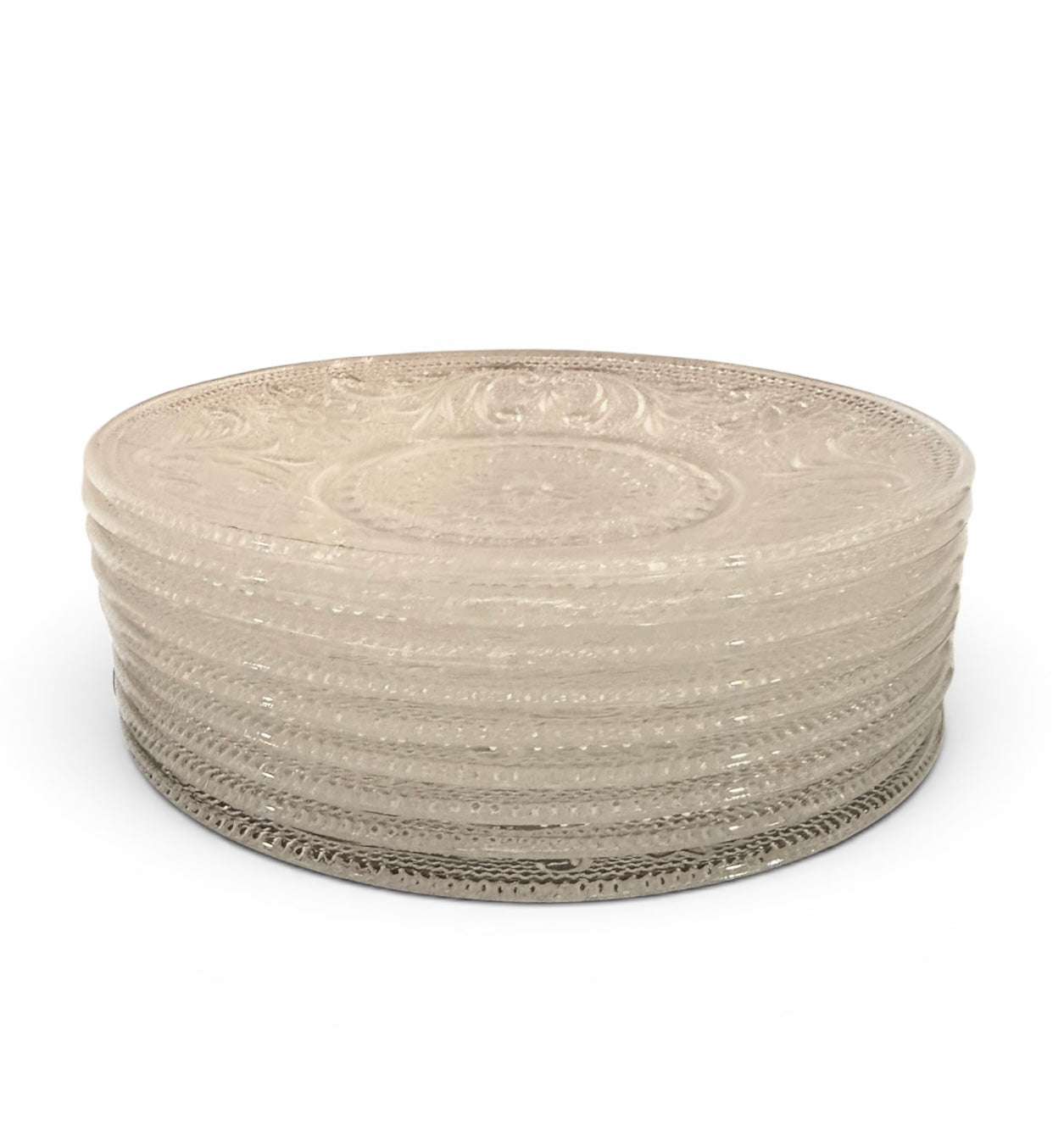 Tiara Exclusives / Indiana Glass  “Sandwich” Pattern Vintage 6”Clear Plates – Set of 9