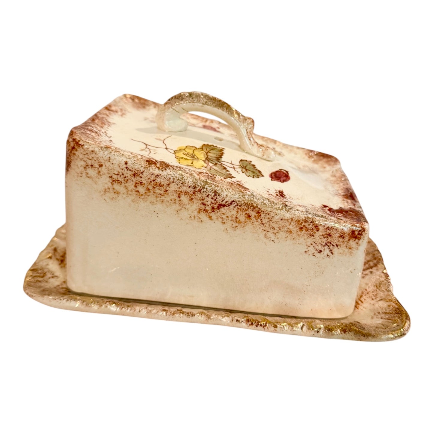 Antique Floral Covered Cheese Keeper / Butter Dish | Circa 1900