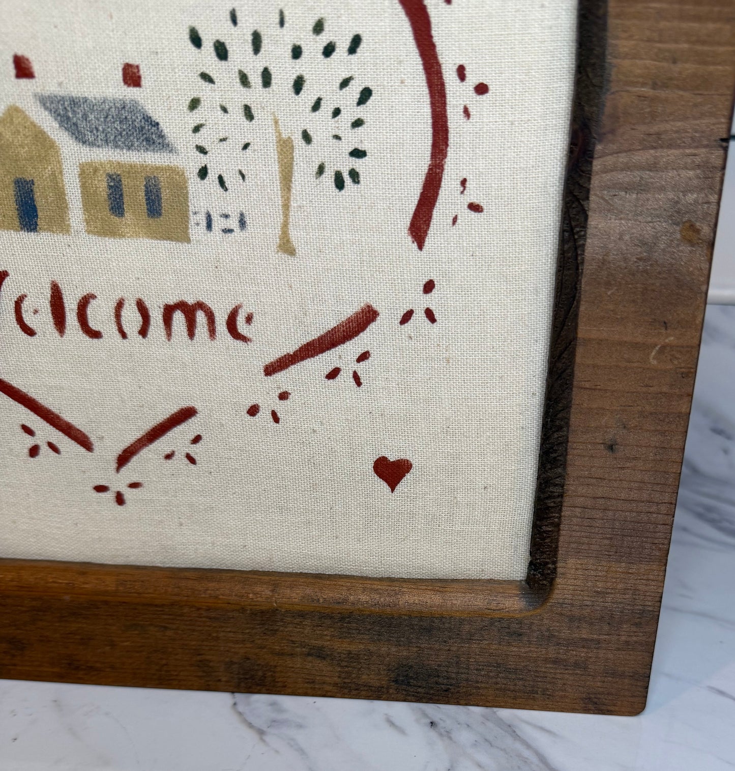 Folk Art “Welcome” Framed Sign