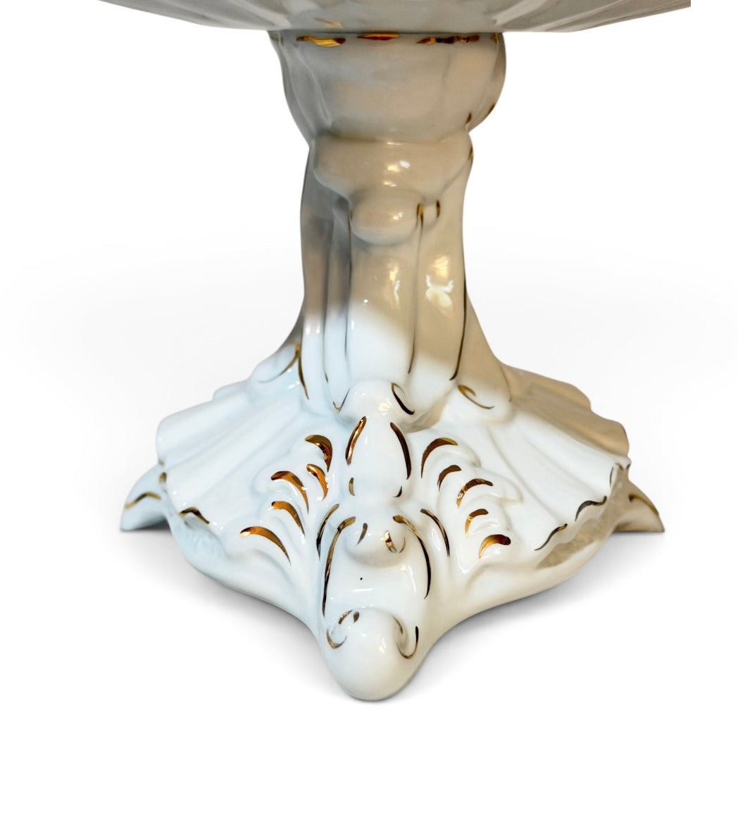 Florence Ceramics Pasadena California Vintage Pedestal Console Bowl | Circa 1950 | Gold Gilt