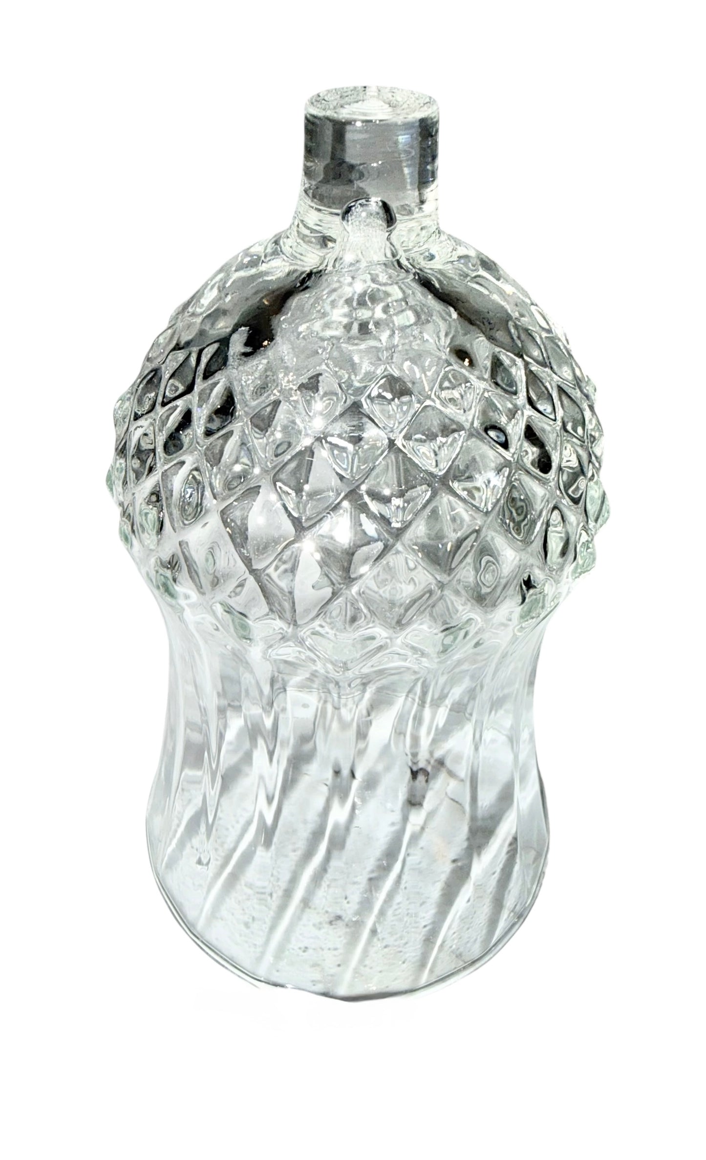 Two-Piece Vintage Clear Glass Hurricane Candle Lamp with Pink Votives
