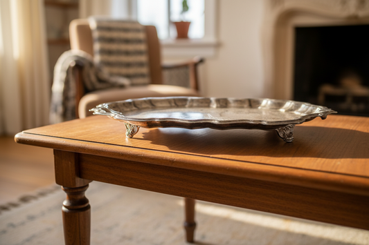 Vintage Leonard Silver Footed Tray | EP Silver-Plated | Pie Crust Trim