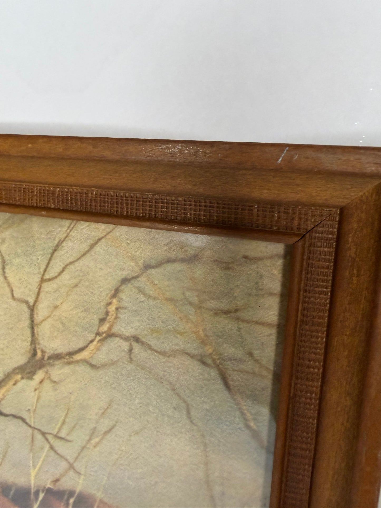 Vintage Robert Wood “Snow in the Catskills” Textured Print | Framed Mid-Century Winter Landscape