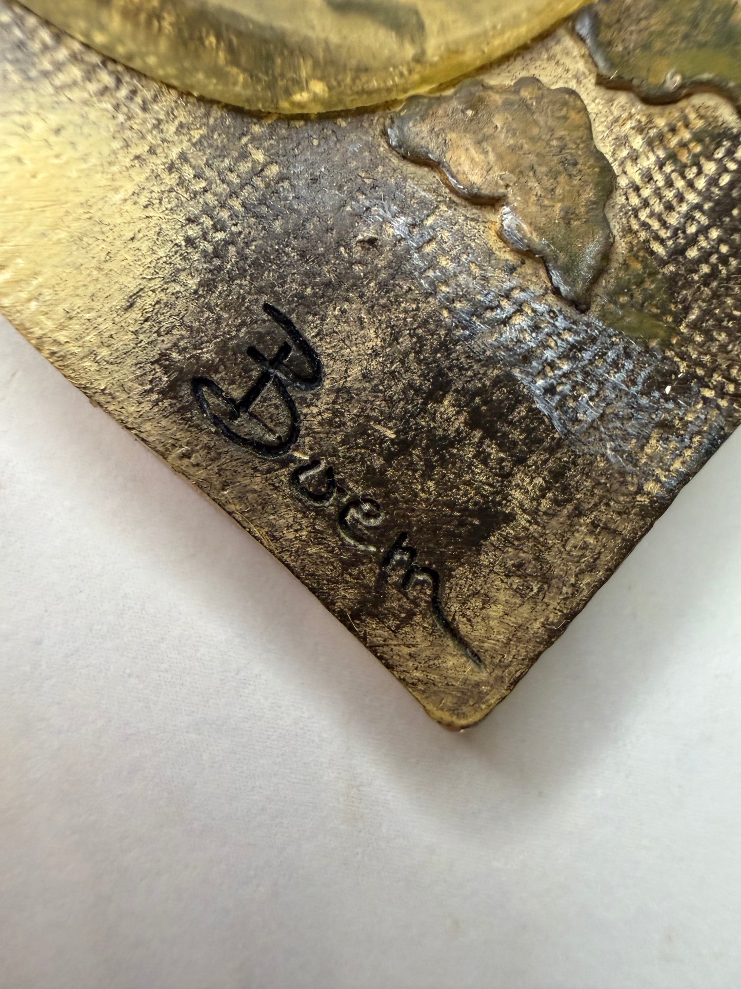 Set of Two Vintage Boem Signed 3D Floral Wall Art Plaques