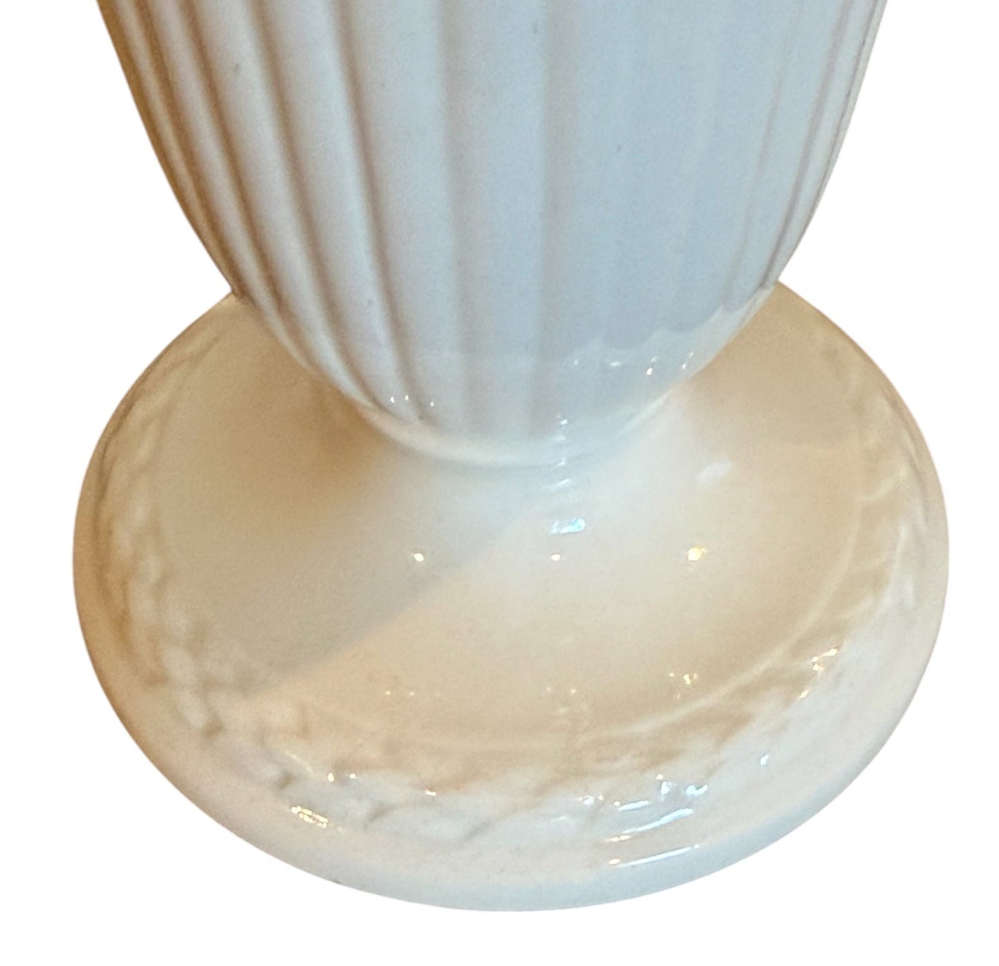 Wedgwood Embossed Queen’s Ware Celadon Green Grapevine Trumpet Vintage Vase – England – 6.5”