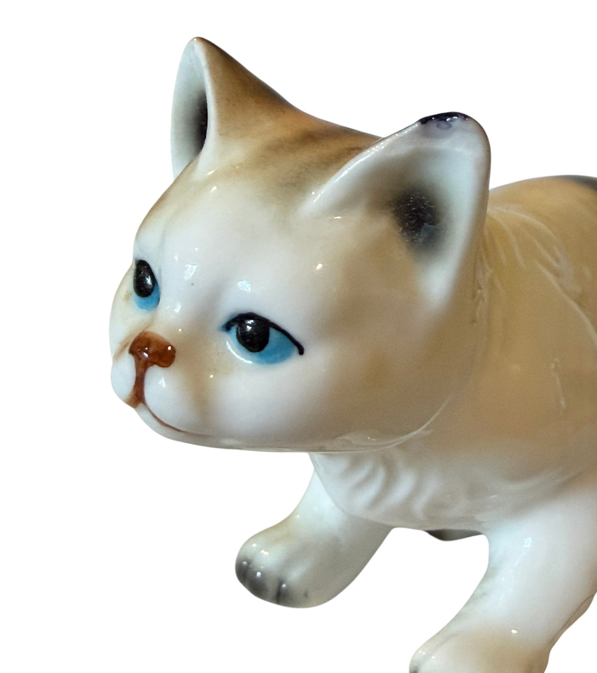 Ginger Tabby Vintage Cat Figurines – Set of 3 Hand-Painted Porcelain Cats Taiwan