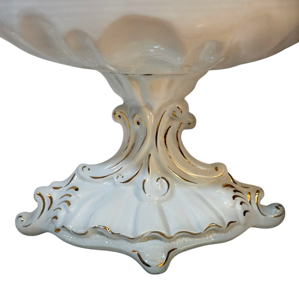 Florence Ceramics Pasadena California Vintage Pedestal Console Bowl | Circa 1950 | Gold Gilt