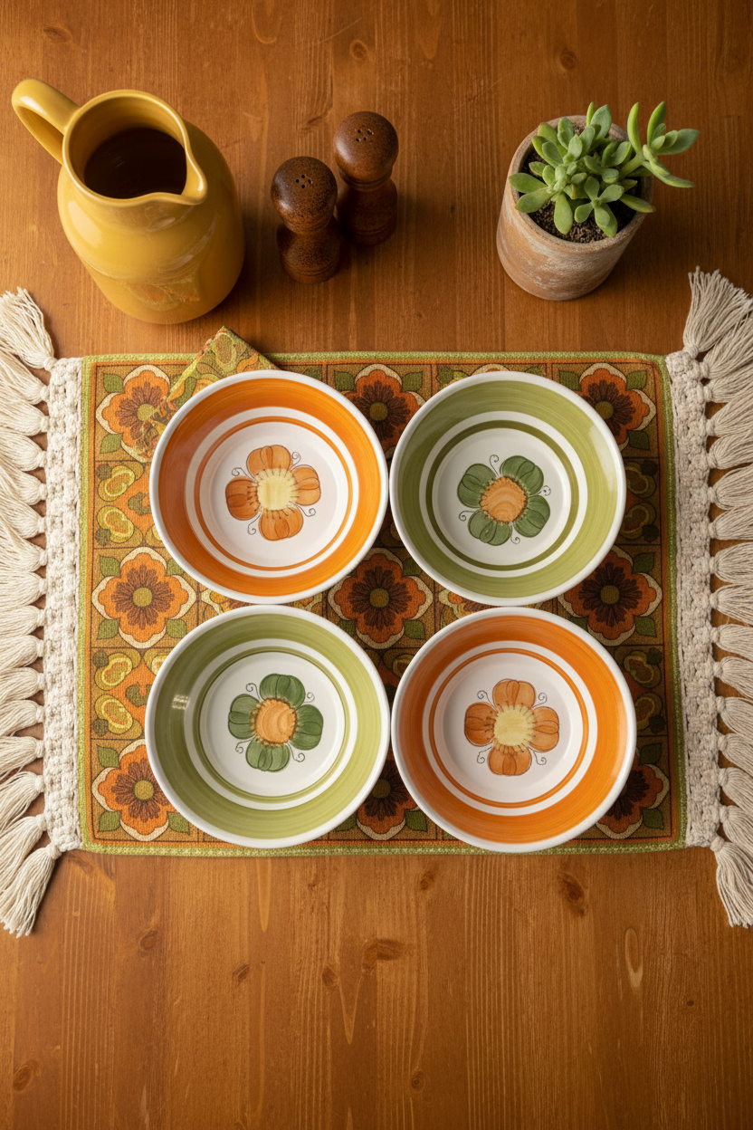 Set of 4 Vintage Rossini Genuine Ironstone Soup Bowls – Hand-Painted Floral Japan (1970s)